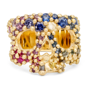Rainbow Kali Skull Ring - Made to Order